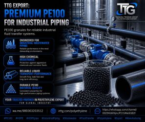 Premium PE100 granules for industrial piping and fluid transfer systems by TTG Export.