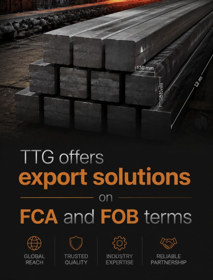 ?does TTG offer in export steel billet